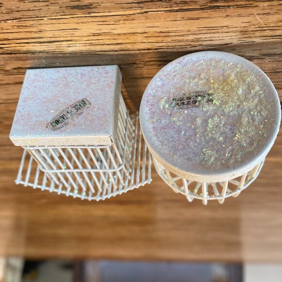 A Pair of White Wire Birdhouse Ornaments w/Red Birds on Swings - Picture 8 of 9